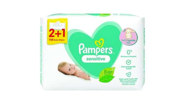 Pampers Sensitive Μωρομάντηλα χωρίς Οινόπνευμα 3x52τμχ