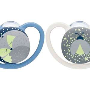 Nuk Πιπίλα Σιλικόνης Space Night 18 - 36M X2 σε Διάφορα Χρώματα - Μπλε