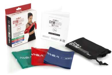 AMILA Ελαστικοί Ιμάντες Γυμναστικής Σετ 3τμχ Πολύχρωμοι 2.5m