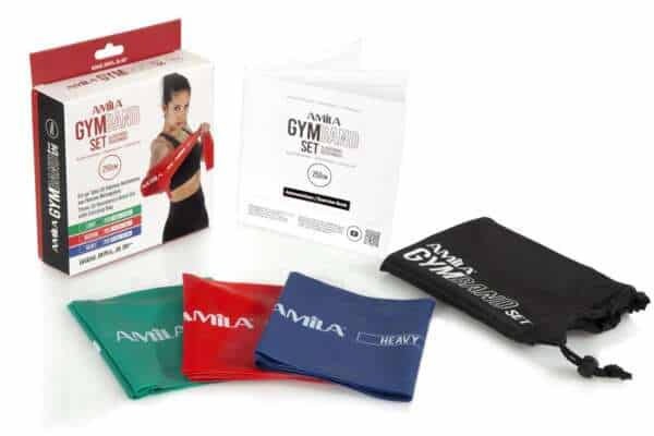 AMILA Ελαστικοί Ιμάντες Γυμναστικής Σετ 3τμχ Πολύχρωμοι 2.5m