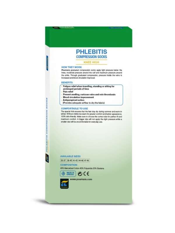 Pournara Κάλτσες Κάτω Γόνατος Διαβαθμισμένης Συμπίεσης Mπλε 18mmHg - Image 2
