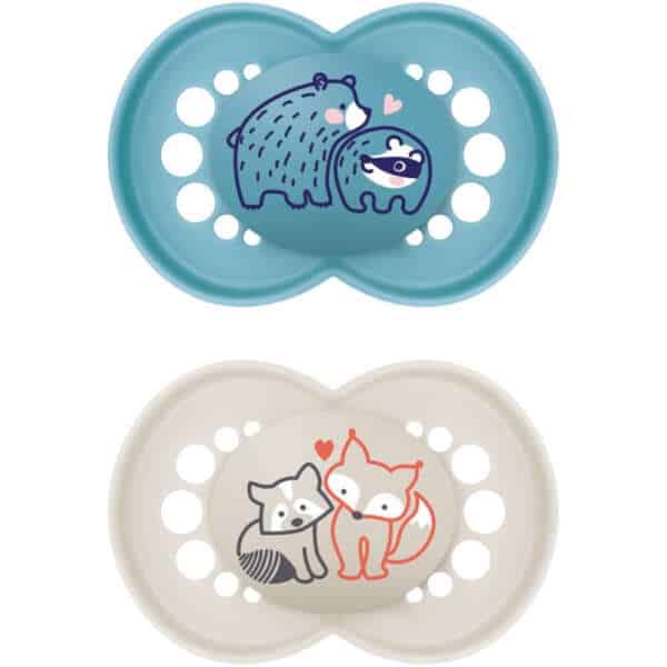 Mam Original Ορθοδοντικές Πιπίλες Σιλικόνης Αρκούδα/Αλεπού - Μπλε/Μπεζ για 16+ μηνών 2τμχ