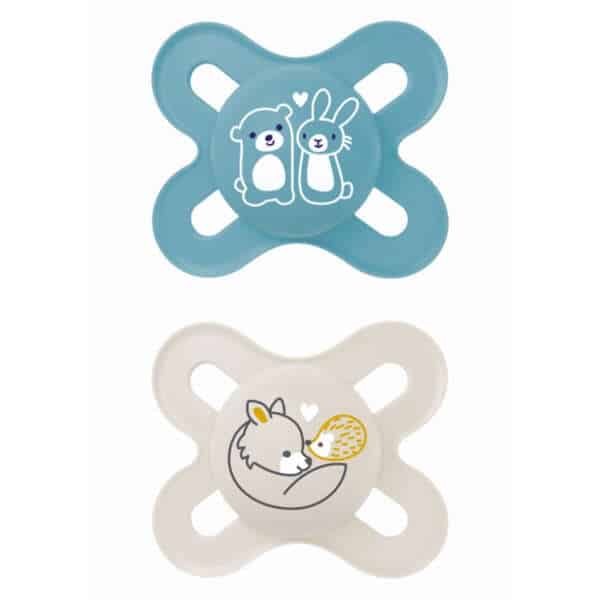 Mam Start Πιπίλες Σιλικόνης Μπλε⁄Μπεζ για 0-2 μηνών 2τμχ