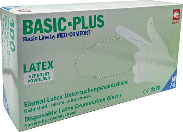 AMPri Basic Plus Γάντια Λάτεξ Με Πούδρα σε Λευκό Χρώμα 100τμχ