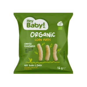 Hey Baby Γαριδάκια Corn Puffs με Γεύση καλαμπόκι & τυρί 12gr για 7+ μηνών